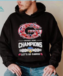 Big logo Georgia Bulldogs Orange Bowl Champions 2023 let’s go Dawgs signatures shirt