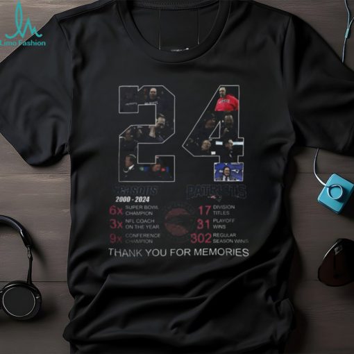 Bill belichick New England Patriots 24 Seasons 2000 2024 Thank You for Memories Shirts