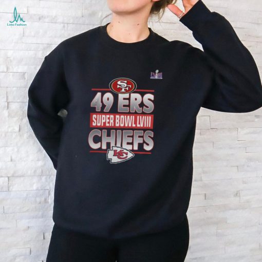 Black Kansas City Chiefs vs San Francisco 49ers Super Bowl LVIII Matchup Logo 2024 Tee