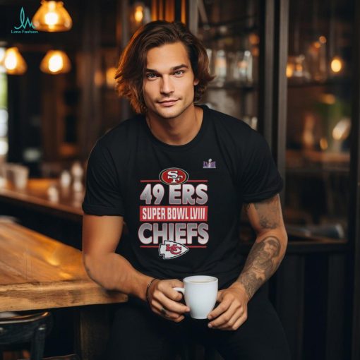 Black Kansas City Chiefs vs San Francisco 49ers Super Bowl LVIII Matchup Logo 2024 Tee