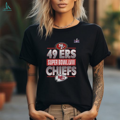 Black Kansas City Chiefs vs San Francisco 49ers Super Bowl LVIII Matchup Logo 2024 Tee