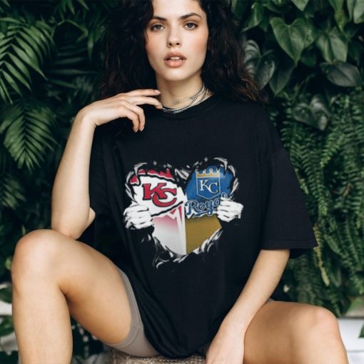 Blood Inside Kansas City Chiefs And Kansas City Royals Heart T Shirt