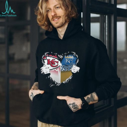 Blood Inside Kansas City Chiefs And Kansas City Royals Heart T Shirt