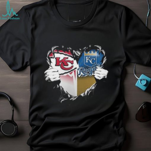 Blood Inside Kansas City Chiefs And Kansas City Royals Heart T Shirt