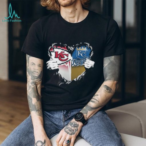 Blood Inside Kansas City Chiefs And Kansas City Royals Heart T Shirt