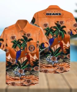 Blue Parrot Coconut Tree Chicago Bears Tropical Shirt