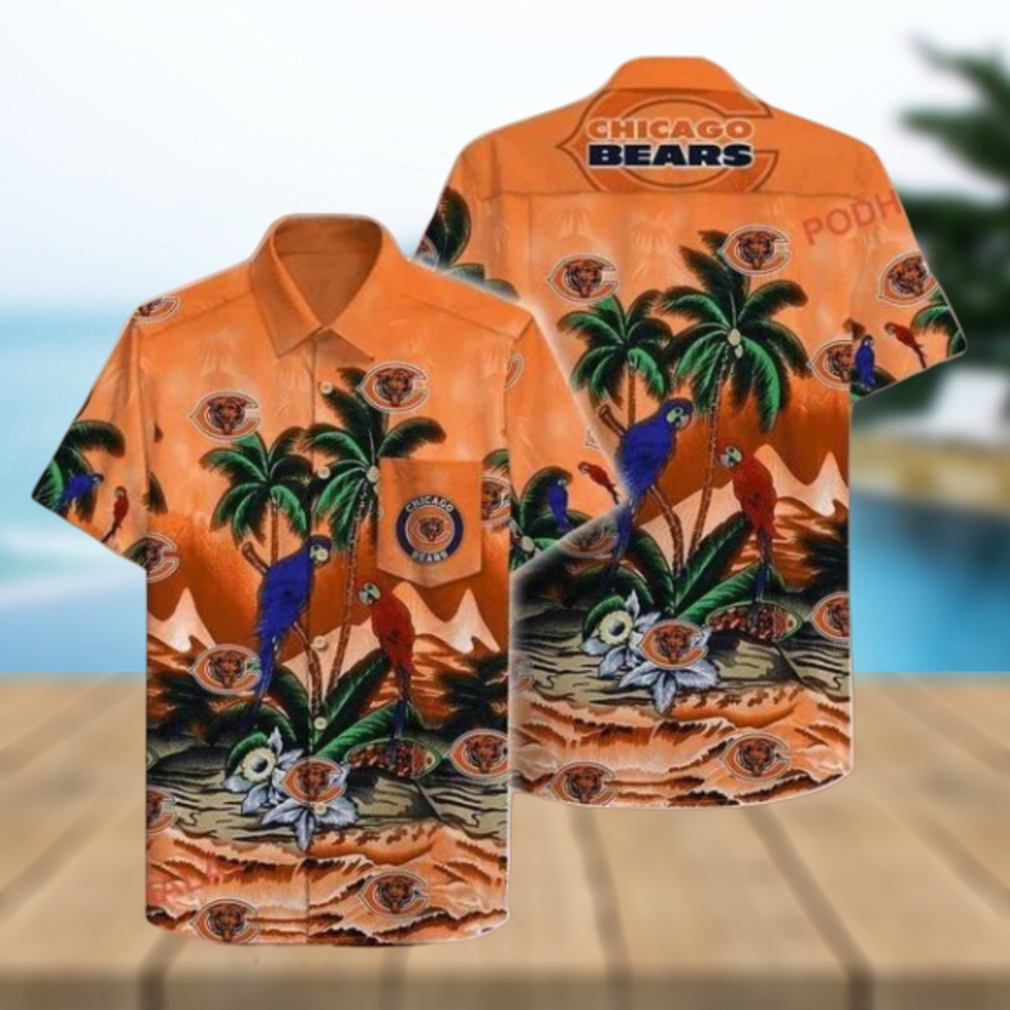 Blue Parrot Coconut Tree Chicago Bears Tropical Shirt Blue Parrot Coconut Tree Chicago Bears Tropical Shirt
