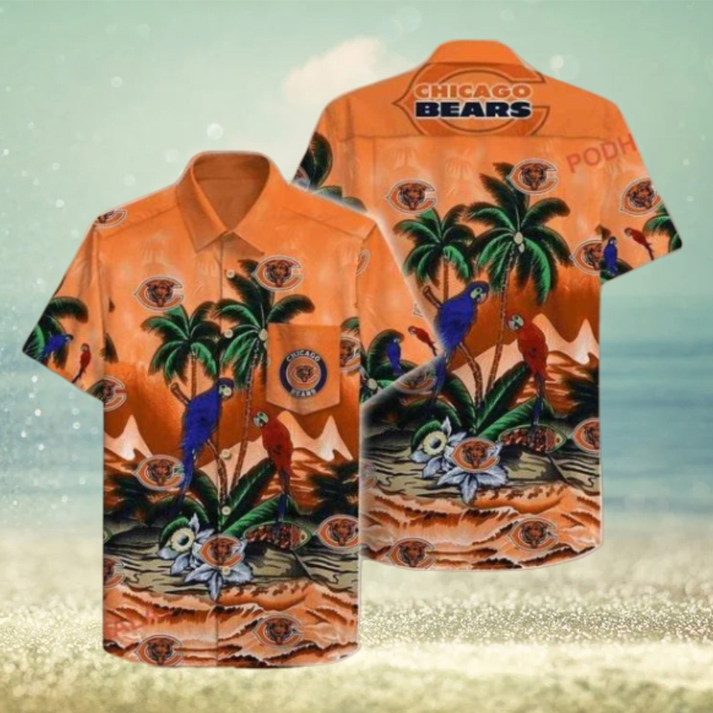 Blue Parrot Coconut Tree Chicago Bears Tropical Shirt Blue Parrot Coconut Tree Chicago Bears Tropical Shirt