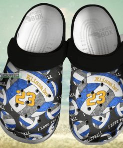 Blue Sport Crocs I Love Volleyball Crocs