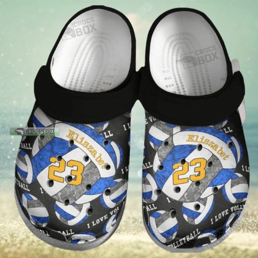 Blue Sport Crocs I Love Volleyball Crocs