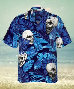 Blue Tropical Floral Summer And Skull Hawaiian Shirt