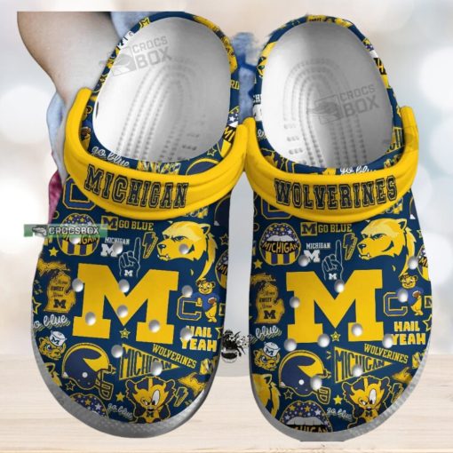 Blue and Yellow NCAA Michigan Wolverines Crocs 1