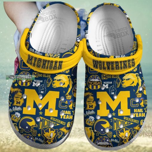 Blue and Yellow NCAA Michigan Wolverines Crocs 1