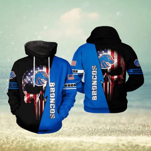 Boise State Broncos NCAA US Flag Skull 3D Printed Hoodie