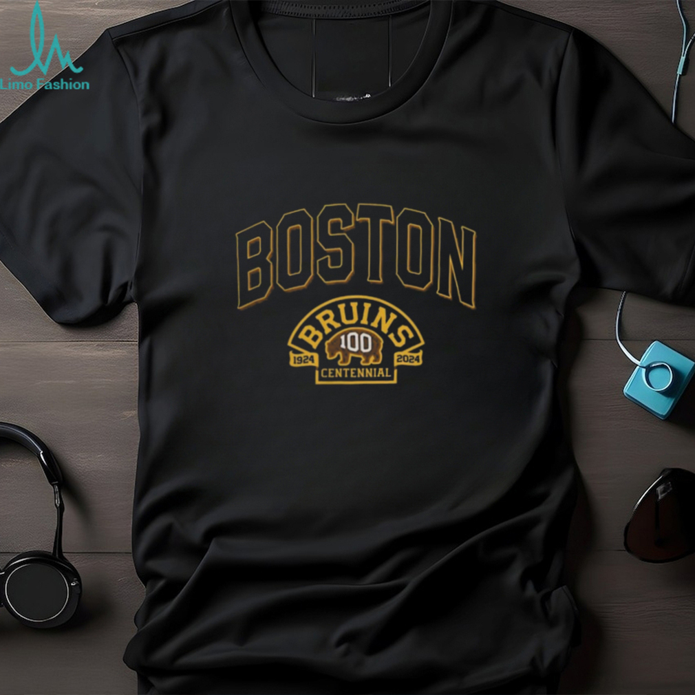 Boston Bruins Logo 1924 2024 Centennial Lock Up Shirt Black Boston Bruins Logo 1924 2024 Centennial Lock Up Shirt Black