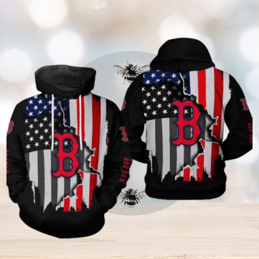 Boston Red Sox MLB US Flag 3D Printed Hoodie