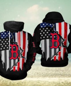 Boston Red Sox MLB US Flag 3D Printed Hoodie