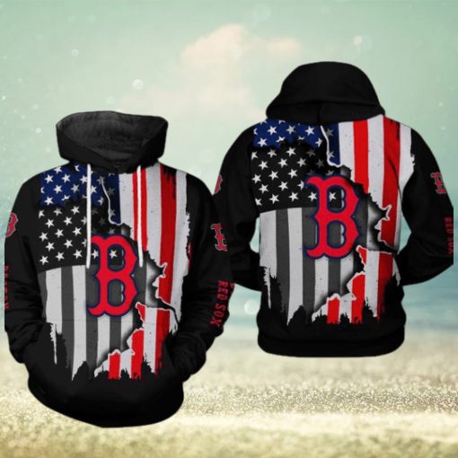 Boston Red Sox MLB US Flag 3D Printed Hoodie
