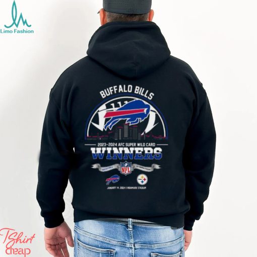 Buffalo Bills 2023 2024 AFC Super Wild Card Winners Skyline NFL Playoffs Divisional January 14 2024 At Highmark Stadium T Shirt