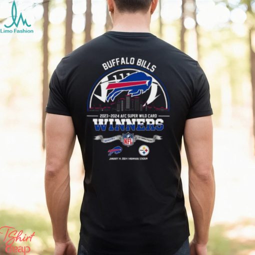 Buffalo Bills 2023 2024 AFC Super Wild Card Winners Skyline NFL Playoffs Divisional January 14 2024 At Highmark Stadium T Shirt