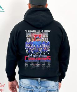 Buffalo Bills 4 years in a row 2023 AFC East Division Champions Signatures Shirt