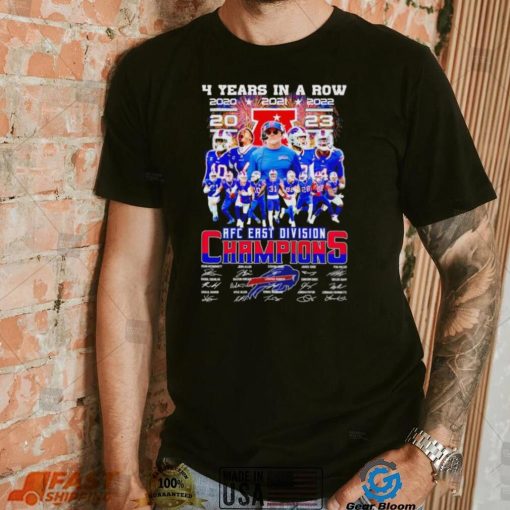 Buffalo Bills 4 years in a row 2023 AFC East Division Champions signatures shirt