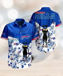 Buffalo Bills Floral Black Cat Hawaiian Shirt