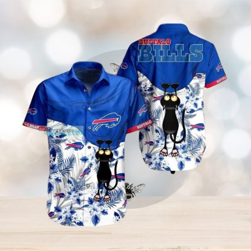 Buffalo Bills Floral Black Cat Hawaiian Shirt