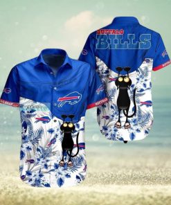 Buffalo Bills Floral Black Cat Hawaiian Shirt