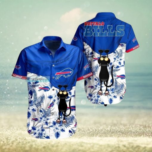 Buffalo Bills Floral Black Cat Hawaiian Shirt