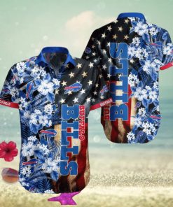 Buffalo Bills Hawaiian Shirt US Flag Flower Pattern All Over Print Gift For Fans NFL