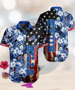 Buffalo Bills Hawaiian Shirt US Flag Flower Pattern All Over Print Gift For Fans NFL