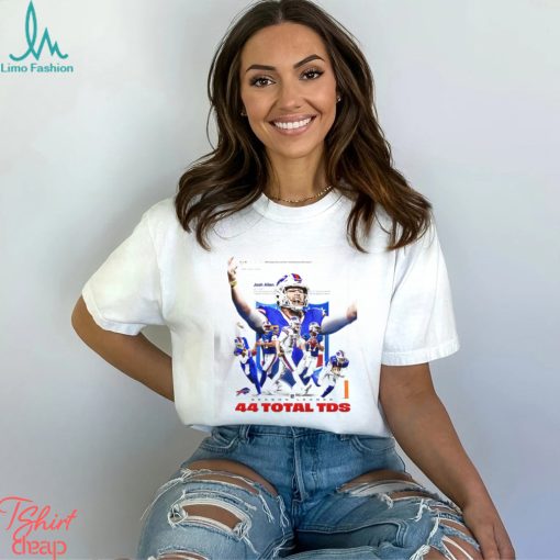 Buffalo Bills Josh Allen Most Touchdowns In The NFL Season Leader With 44 Total Touchdown Unisex T Shirt