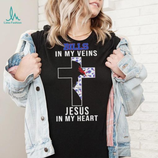 Buffalo Bills NFL In My Veins Jesus In My Heart Cross 2024 T Shirt