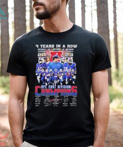 Buffalo Bills Team 4 Years In A Row AFC East Division Champions Signatures Shirt, hoodie, sweater, long sleeve and tank top Buffalo Bills Team 4 Years In A Row AFC East Division Champions Signatures Shirt