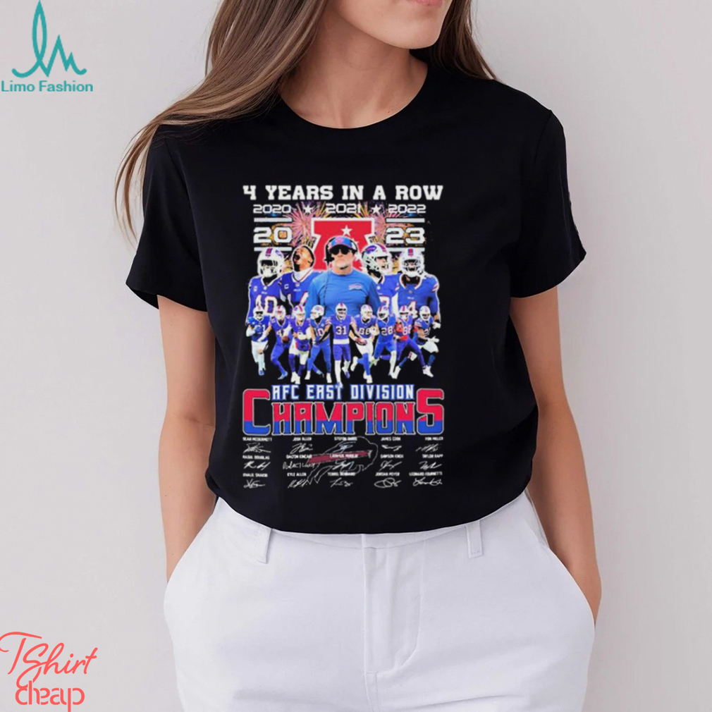 Buffalo Bills Team 4 Years In A Row AFC East Division Champions Signatures Shirt Buffalo Bills Team 4 Years In A Row AFC East Division Champions Signatures Shirt