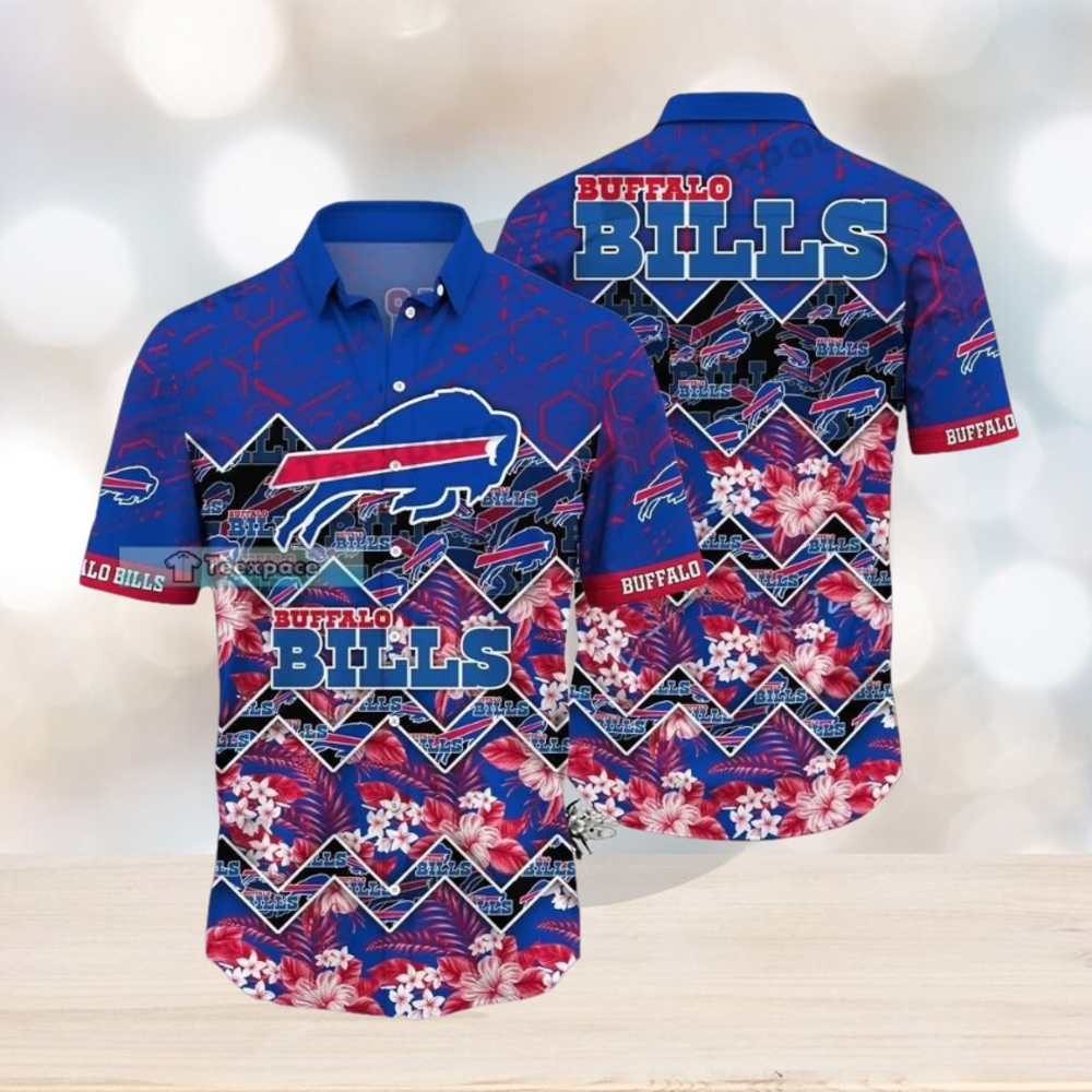 Buffalo Bills Zigzag Floral Hawaiian Shirt Buffalo Bills Zigzag Floral Hawaiian Shirt