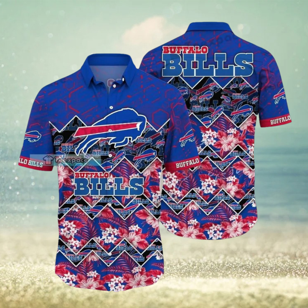 Buffalo Bills Zigzag Floral Hawaiian Shirt Buffalo Bills Zigzag Floral Hawaiian Shirt