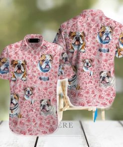 Bulldog Love Rose Best Gifts For Dog Lovers Hawaiian Shirt Aloha Casual Shirt For Men And Women