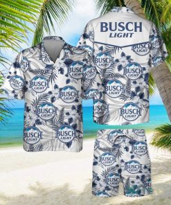 Busch Light Hawaiian Shirt, Sea Island Pattern Hawaiian Shirts And Short Summer Beach Set