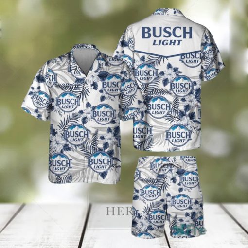 Busch Light Hawaiian Shirt, Sea Island Pattern Hawaiian Shirts And Short Summer Beach Set