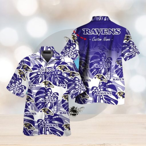 Button Up Baltimore Ravens Short Sleeve Tropical Hawaiian Shirt