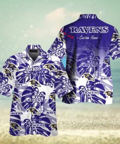 Button Up Baltimore Ravens Short Sleeve Tropical Hawaiian Shirt