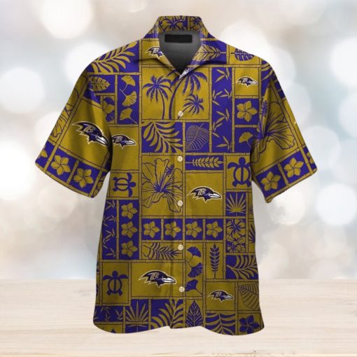 Button Up Short Sleeve Baltimore Ravens Tropical Hawaiian Shirt