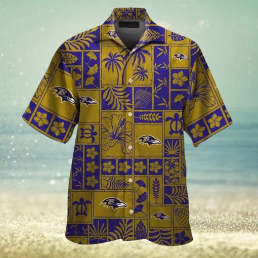 Button Up Short Sleeve Baltimore Ravens Tropical Hawaiian Shirt