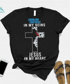 Carolina Panthers NFL In My Veins Jesus In My Heart Cross 2024 T Shirt