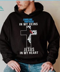 Carolina Panthers NFL In My Veins Jesus In My Heart Cross 2024 T Shirt