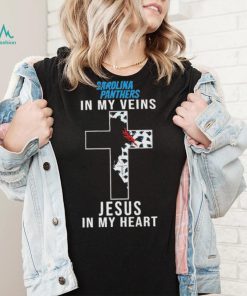 Carolina Panthers NFL In My Veins Jesus In My Heart Cross 2024 T Shirt