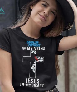 Carolina Panthers NFL In My Veins Jesus In My Heart Cross 2024 T Shirt