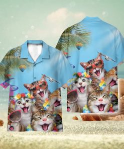 Cats Summer Beach Funny 3D Hawaiian Shirt Holiday Gift